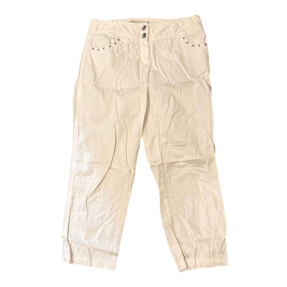 Bamboo Traders Women's White Straight Denim Pants Size 4 riveted pockets stretch